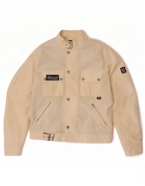 Belstaff Damen Racer Jacke UK 12 Medium Off White Nylon