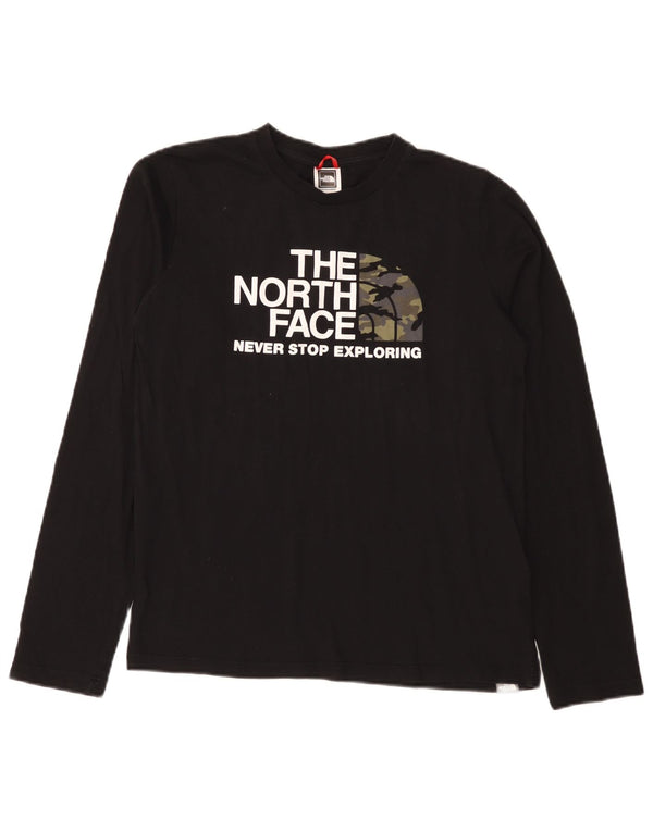 The North Face Jungen Graphic Top Langarm 14-15 Jahre XL Schwarz Baumwolle
