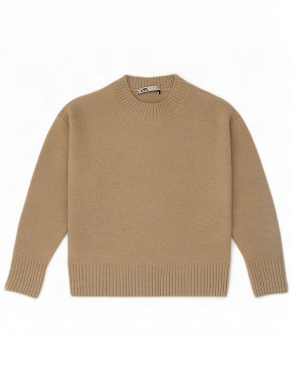Zara Damen-Pullover mit Rollkragen, übergroß, UK 6, XS, Beige, Acryl