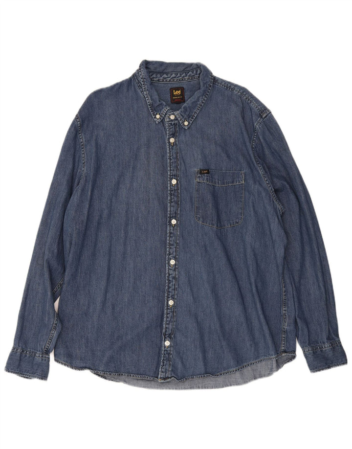 Lee Herren-Jeanshemd mit normaler Passform, 2XL, blaue Baumwolle