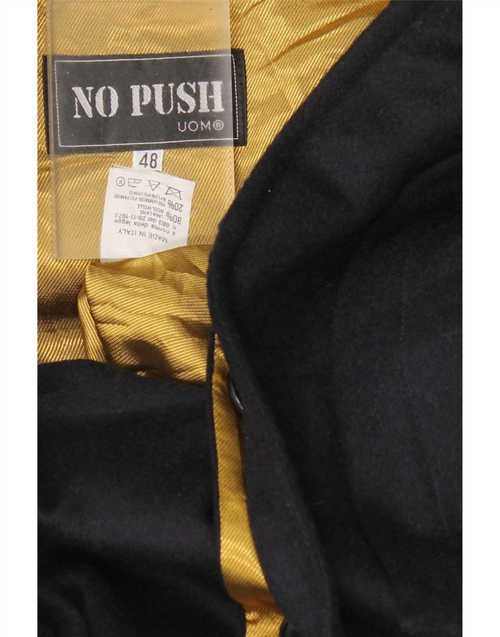 Vintage Herren Kapuzenmantel IT 48 Mittelmarineblaue Wolle