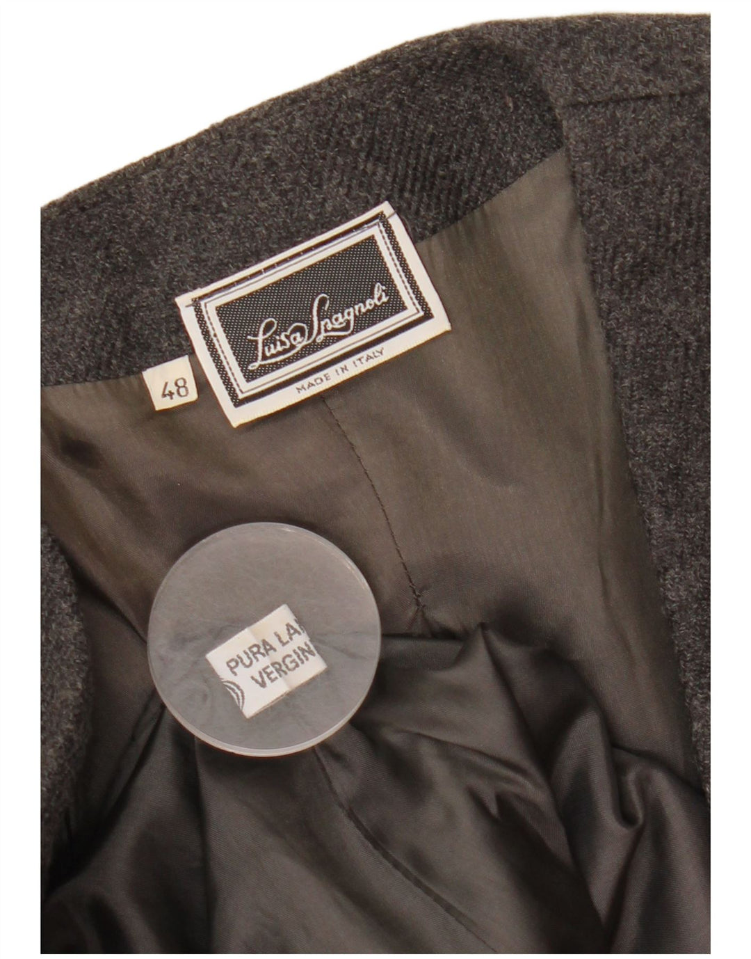 LUISA SPAGNOLI Damen 1-Knopf-Blazerjacke IT 48 XL Graue Wolle