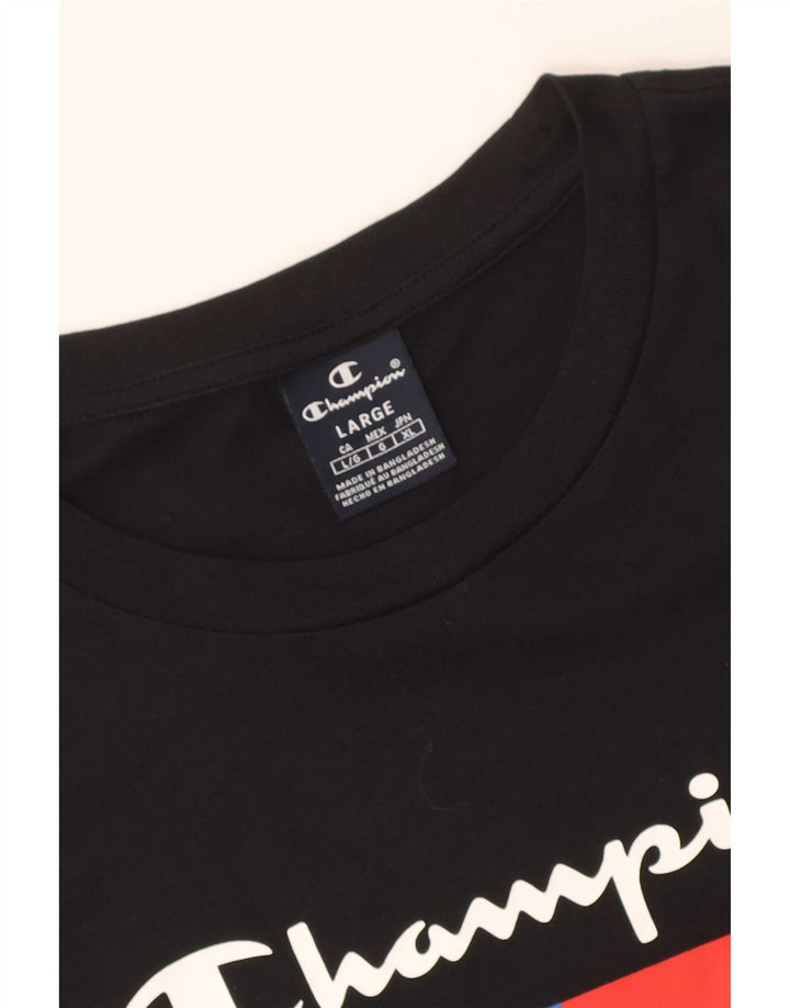 Champion Herren T-Shirt mit Grafik, Größe L, Schwarz