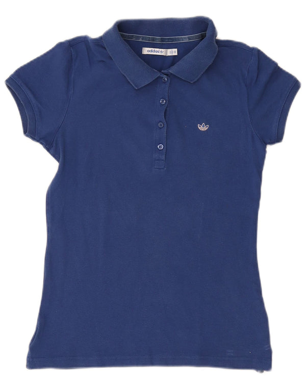 Adidas Womens Polo Shirt EU 36 Small Navy Blue Cotton