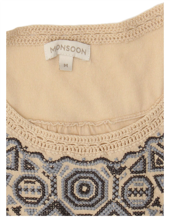 Monsoon Damen Blusenoberteil UK 14 Mittelbeige Fair Isle