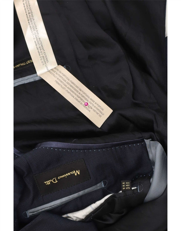 Massimo Dutti Herren-Blazer mit 2 Knöpfen, IT 48, mittelmarineblaue Wolle