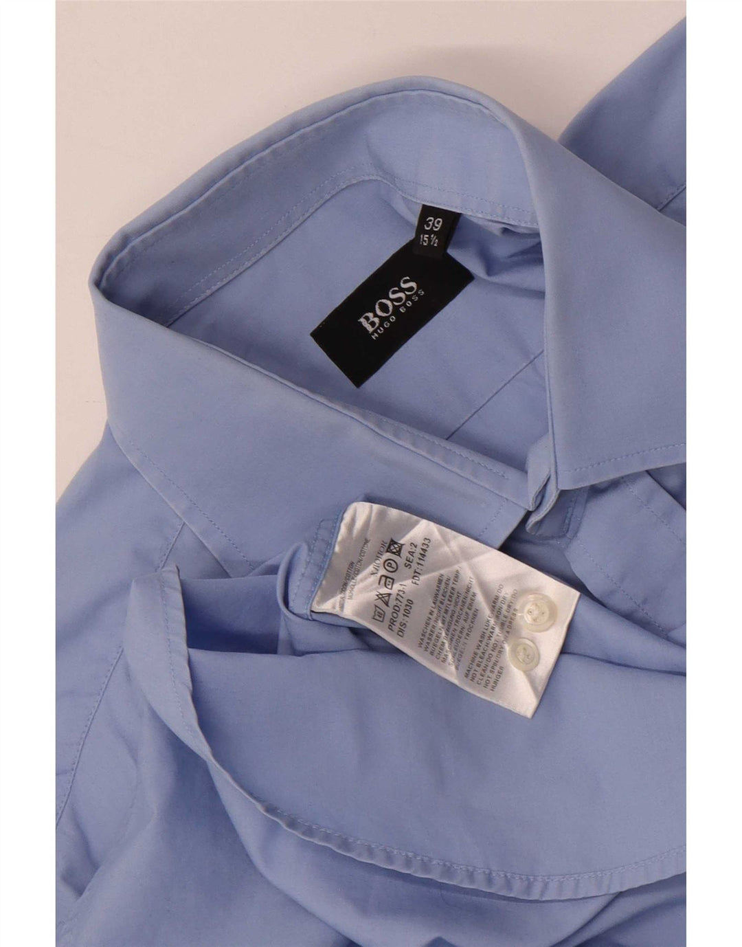 Hugo Boss Herrenhemd Größe 39 15 1/2 mittelblaue Baumwolle
