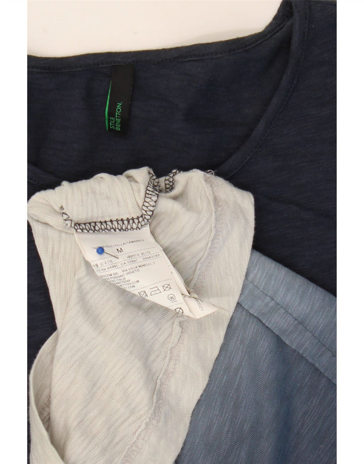 BENETTON Herren-T-Shirt-Oberteil, mittelgroß, marineblau, Colourblock-Baumwolle
