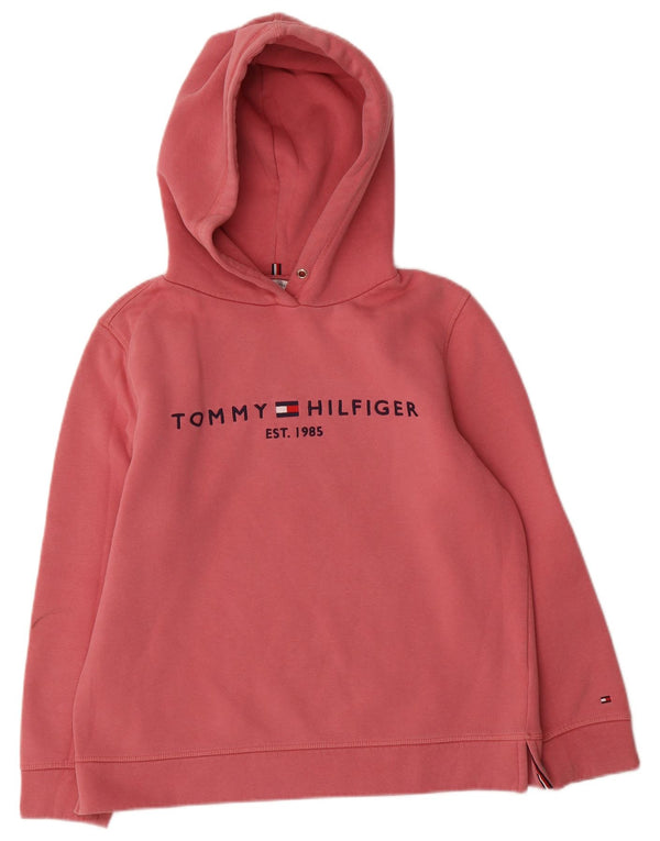 Tommy Hilfiger Damen Graphic Hoodie Pullover UK 14 Mittelrosa Baumwolle