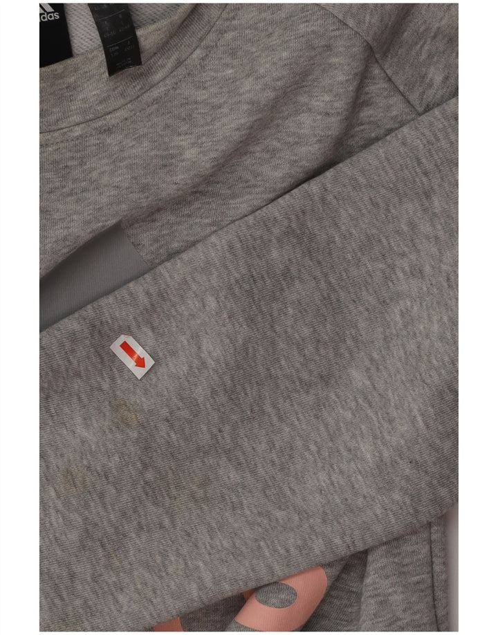 ADIDAS Damen Grafik-Sweatshirt-Pullover UK 14/16 Große graue Baumwolle