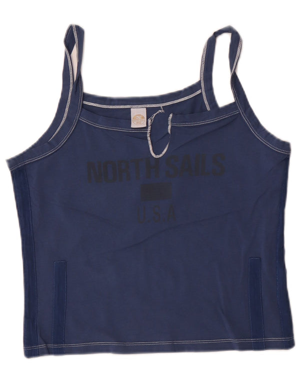 North Sails Womens Graphic Cami Top UK 14 Large Marineblau Baumwolle