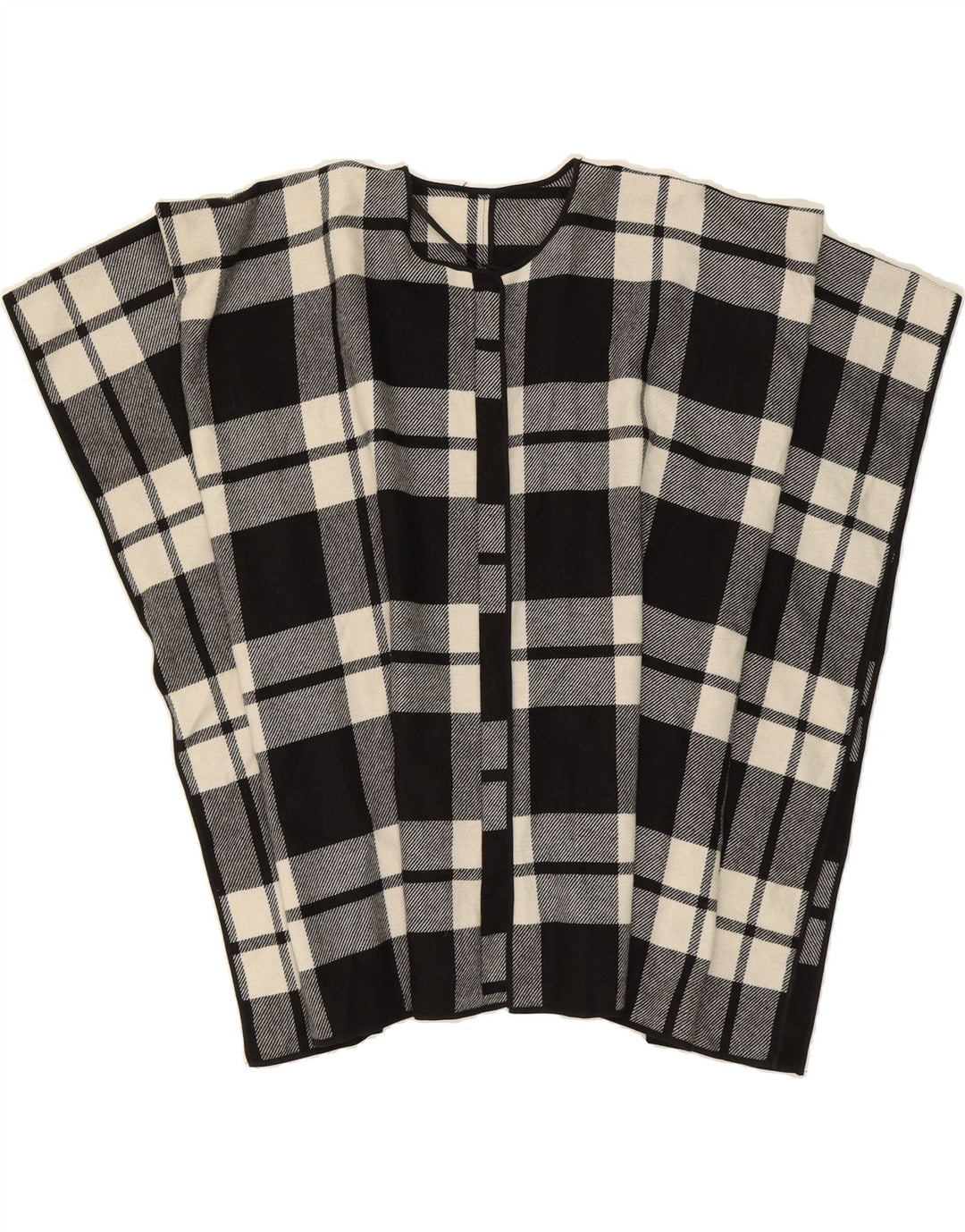 ATMOSPHERE Womens Poncho Jumper UK 10/12 Small Black Check Polyester Vintage Atmosphere and Second-Hand Atmosphere from Messina Hembry 