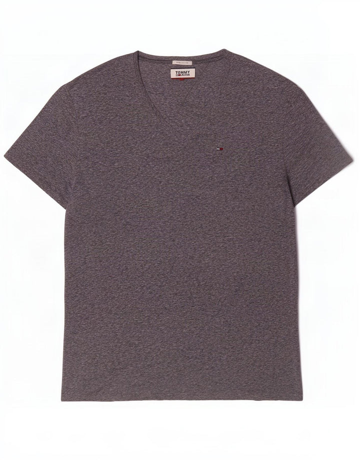 Tommy Hilfiger Herren-T-Shirt mit normaler Passform, XL, grau geflecktes Polyester
