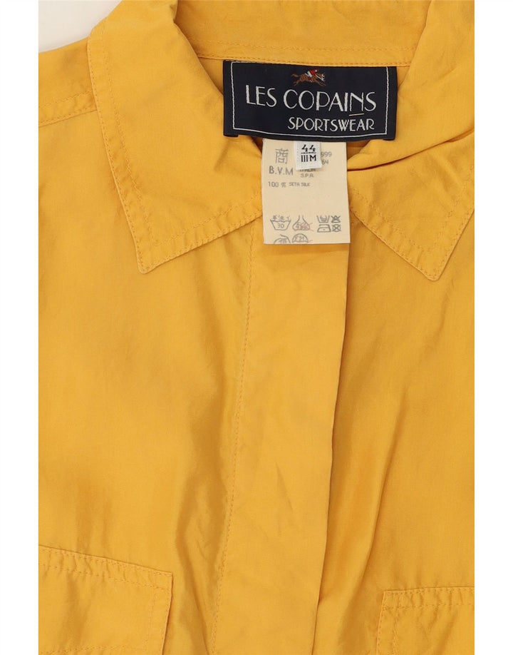 LES COPAINS Womens Longline Oversized Shirt IT 44 Medium Yellow Silk Vintage Les Copains and Second-Hand Les Copains from Messina Hembry 
