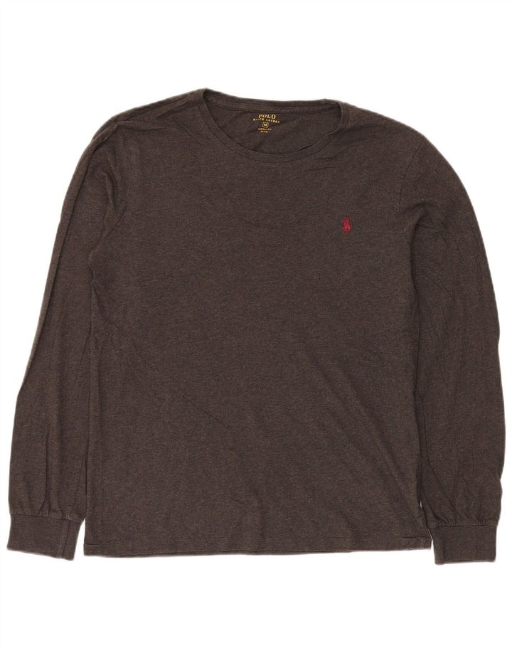 POLO RALPH LAUREN Herren Custom Fit Top Langarm mittelgraue Baumwolle