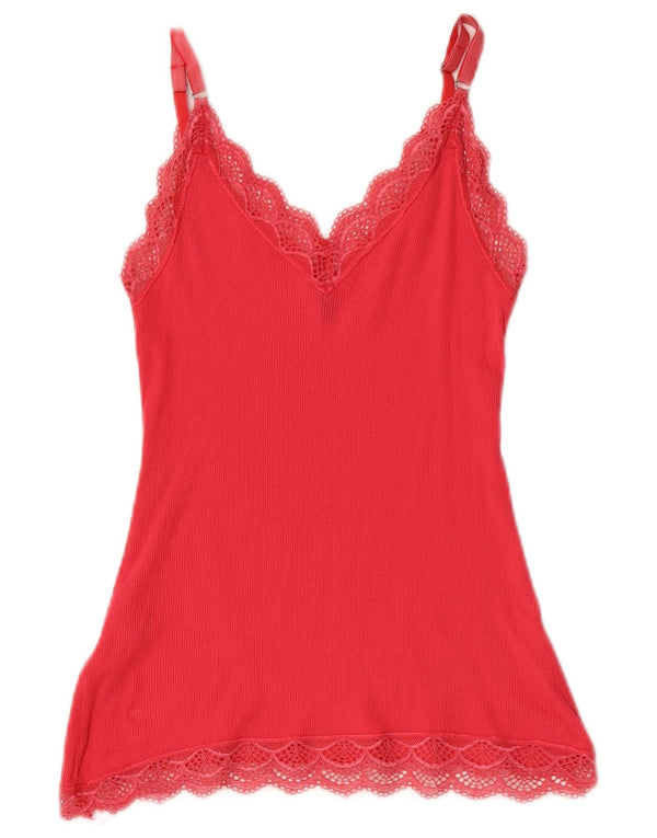 Benetton Damen Cami Top UK 8 Small Rosa Baumwolle
