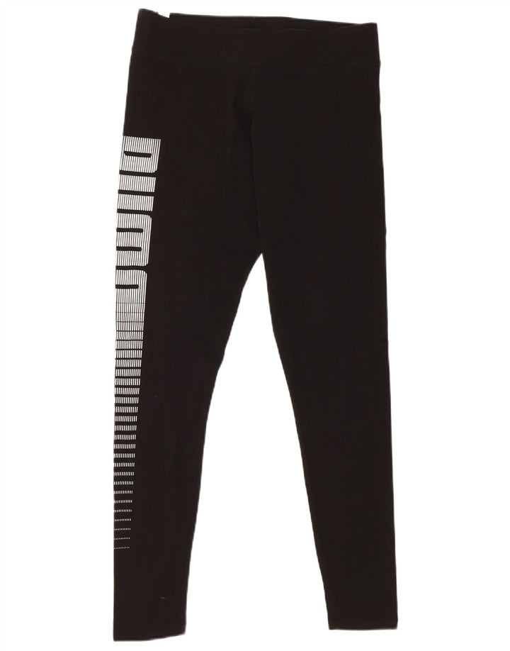 Puma Womens Graphic Leggings UK 16 Große schwarze Baumwolle