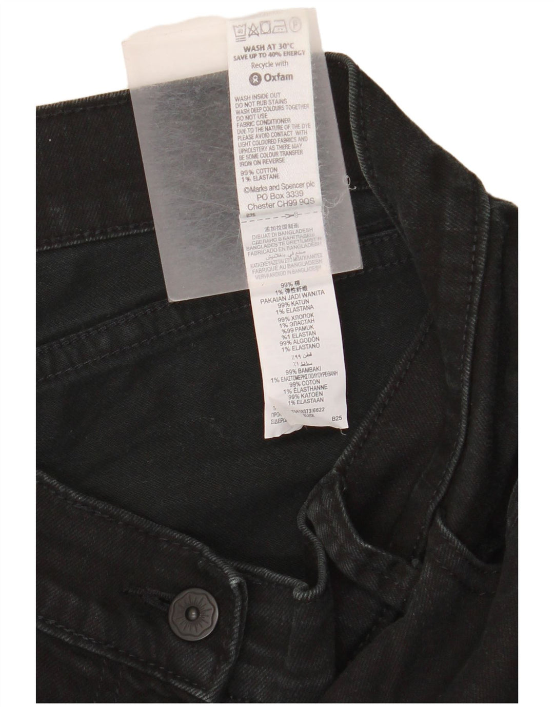 Marks & Spencer Damen Bootcut Jeans UK 14 Large W32 L30 Schwarze Baumwolle