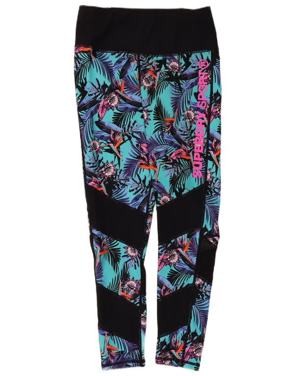 Superdry Damen Grafik-Crop-Leggings UK 12 Medium Mehrfarbig mit Blumenmuster