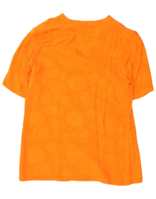 Silvia Bauer Damen Kurzarm-Hemdbluse UK 16 Large Orange Floral