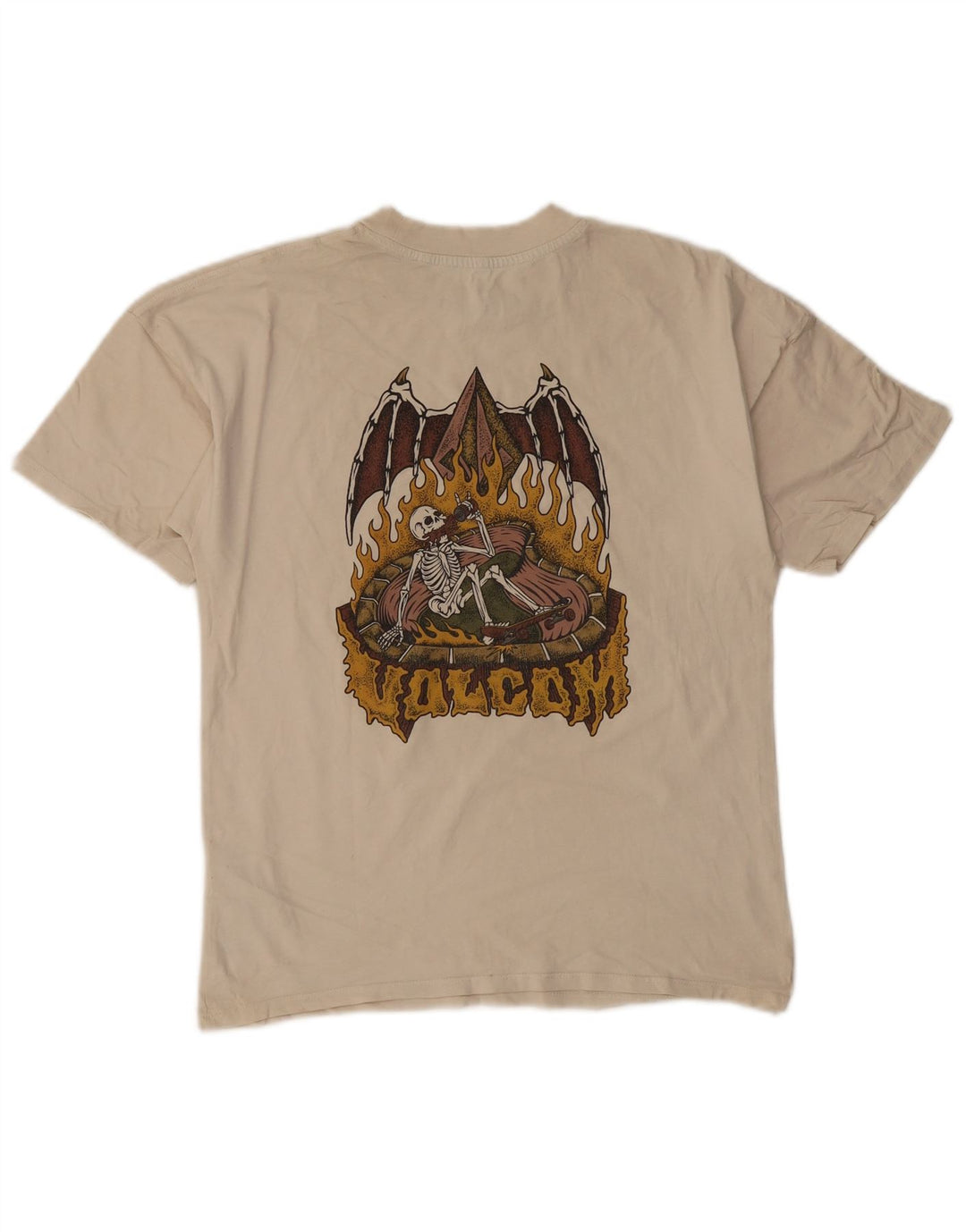 Volcom Herren-T-Shirt mit Grafik, Größe S, Beige, Baumwolle