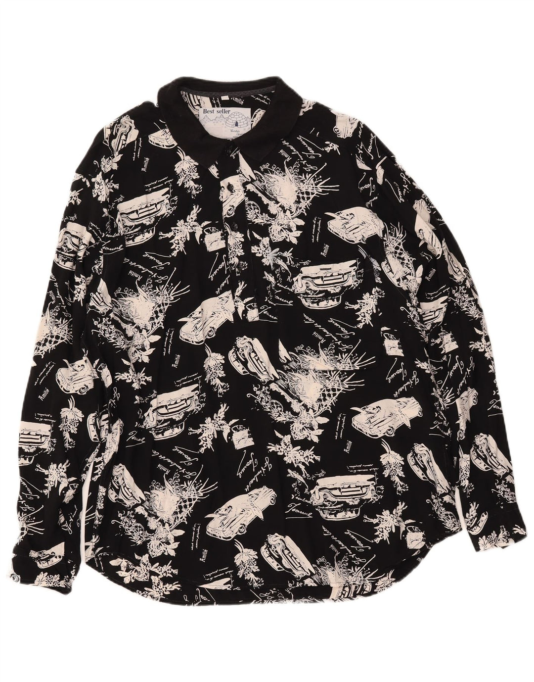 VINTAGE Herren Grafik-Pullover-Shirt Mittelschwarz