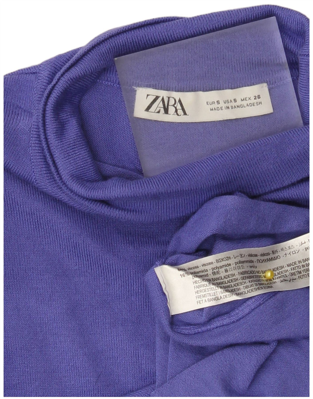 Zara Damen Top Langarm UK 8 Small Lila Viskose