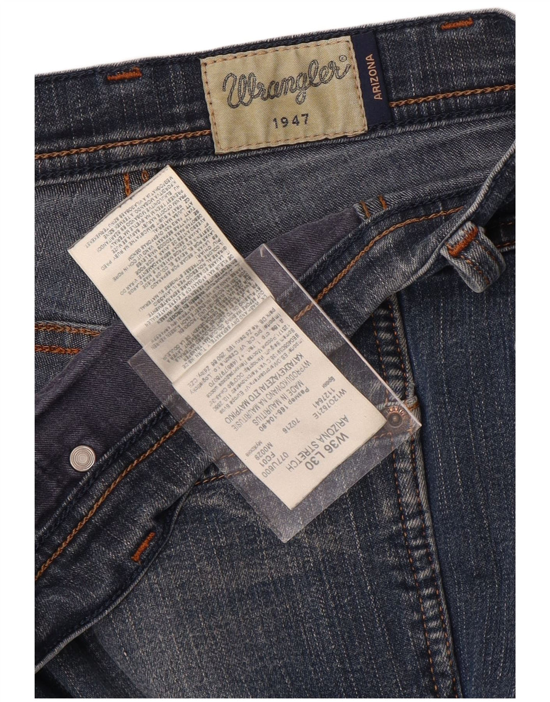 WRANGLER Herren Arizona Stretch Straight Jeans W36 L30 Blaue Baumwolle