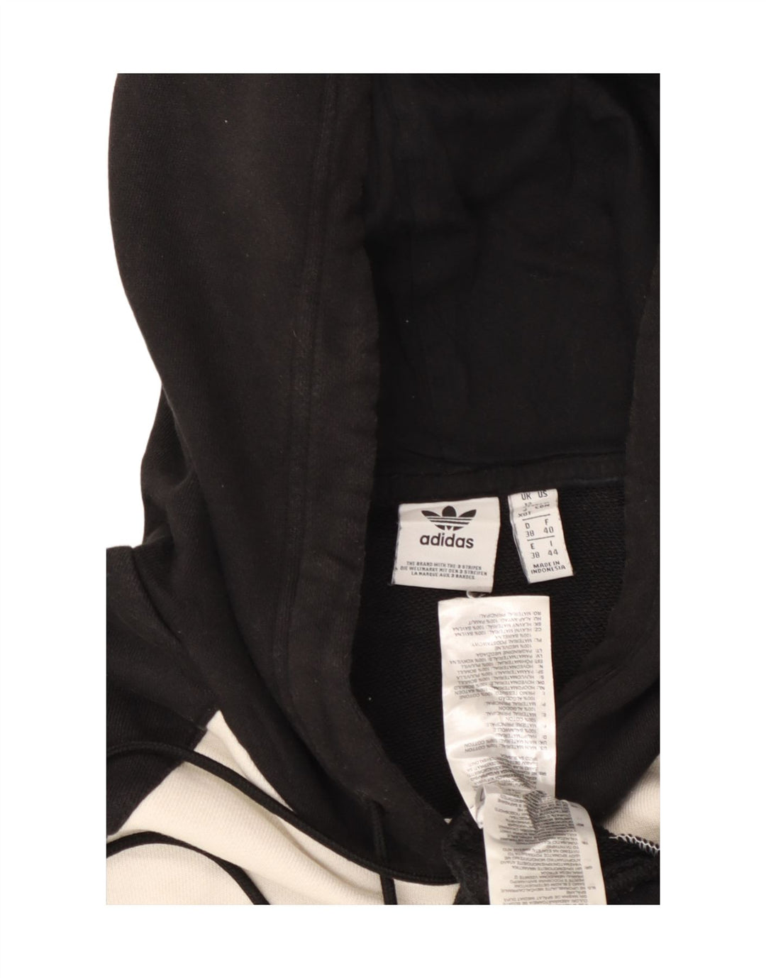 ADIDAS übergroßer Crop-Hoodie-Pullover für Damen, UK 12, Mittelschwarz, Farbblock