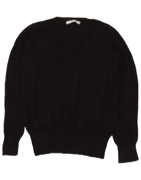 Marks & Spencer Damen Crop Pullover mit V-Ausschnitt, UK 12, Mittelschwarz