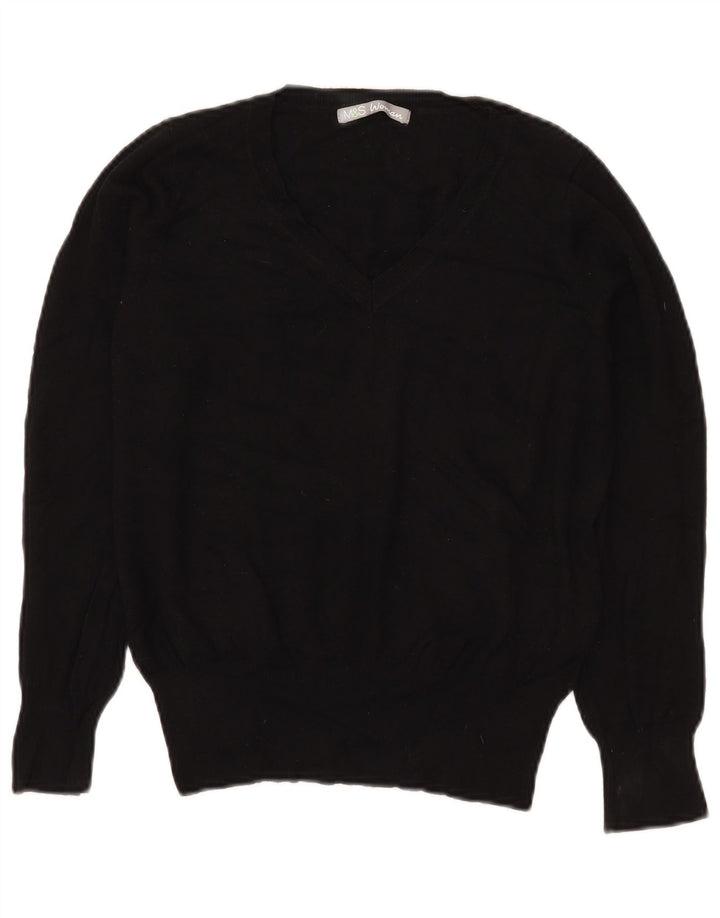 Marks & Spencer Damen Crop Pullover mit V-Ausschnitt, UK 12, Mittelschwarz
