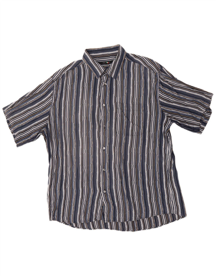 Tipo' S Herren Kurzarmhemd 2XL Marineblau Nadelstreifen