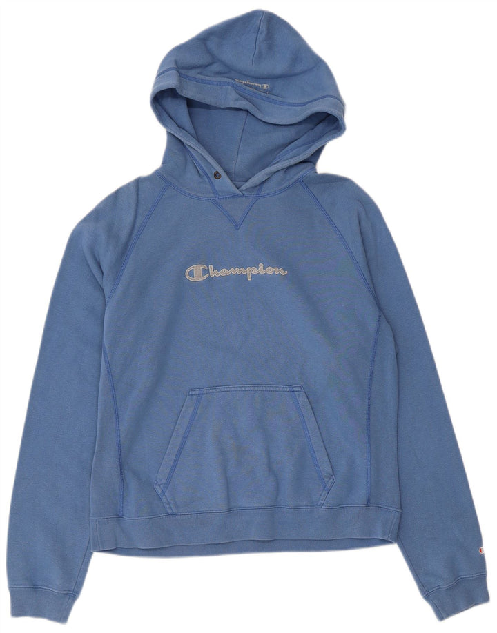 CHAMPION Damen Graphic Hoodie Pullover UK 14 Mittelblau