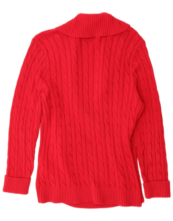Ralph Lauren Damen Longline Cardigan Pullover UK 18 XL Rote Baumwolle