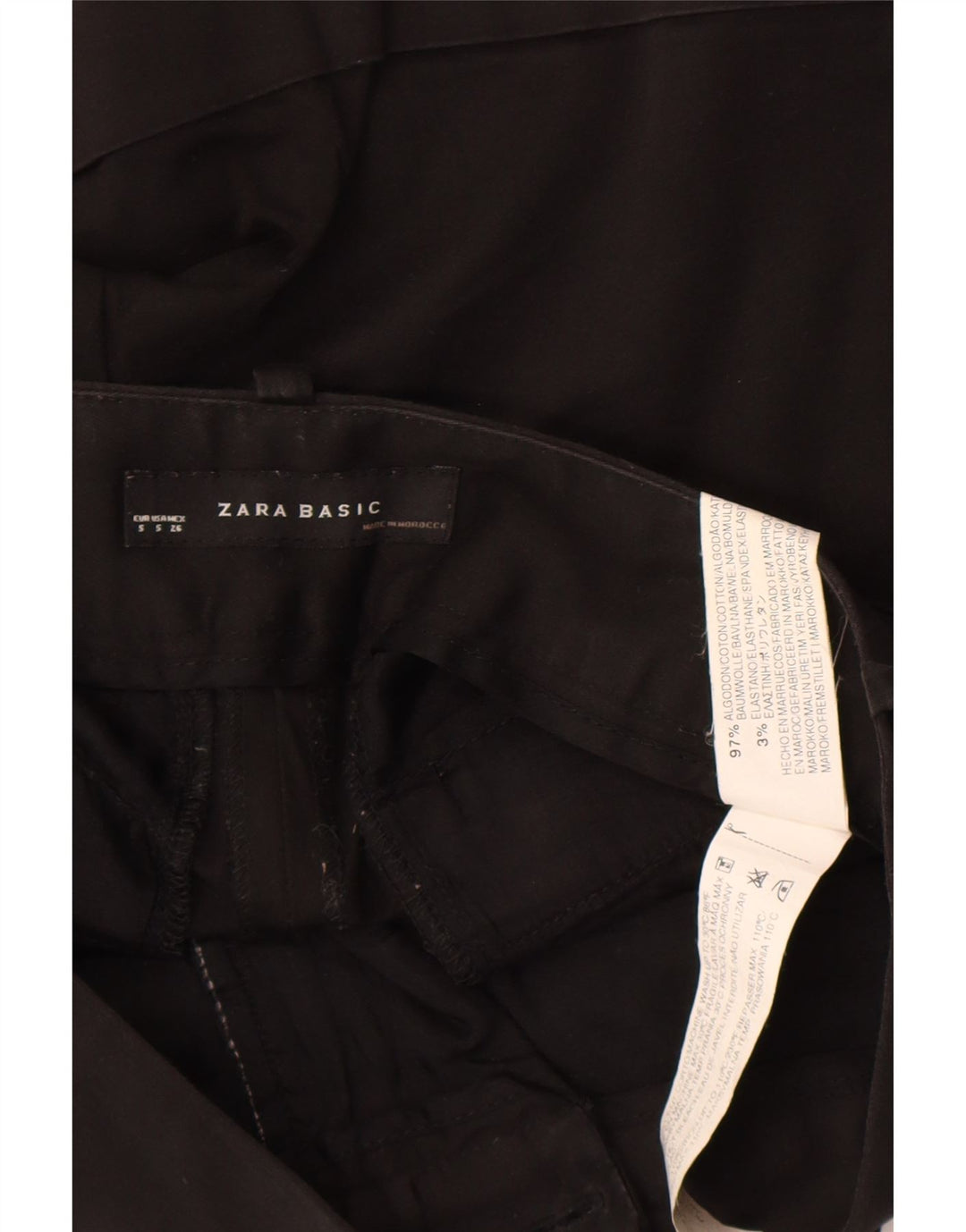 Zara Damen Chino-Shorts, Größe S, W26, Schwarz, Baumwolle