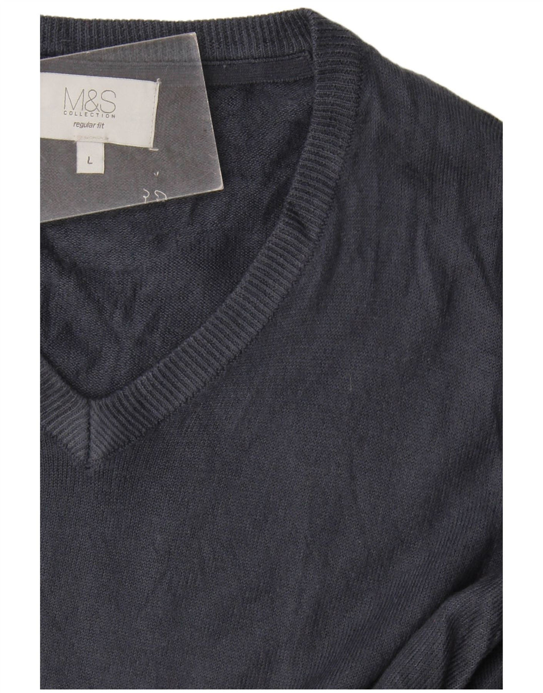 Marks & Spencer Herren-Pullover, reguläre Passform, V-Ausschnitt, Größe L, Marineblau