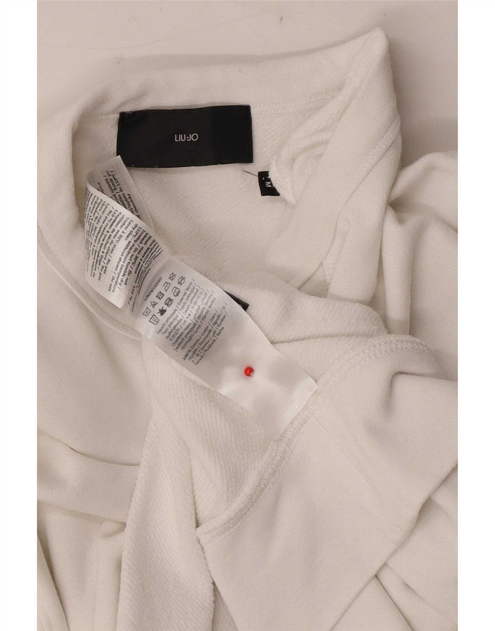 Liu Jo Damen Grafik-Sweatshirt-Pullover UK 14 Mittelweiße Baumwolle