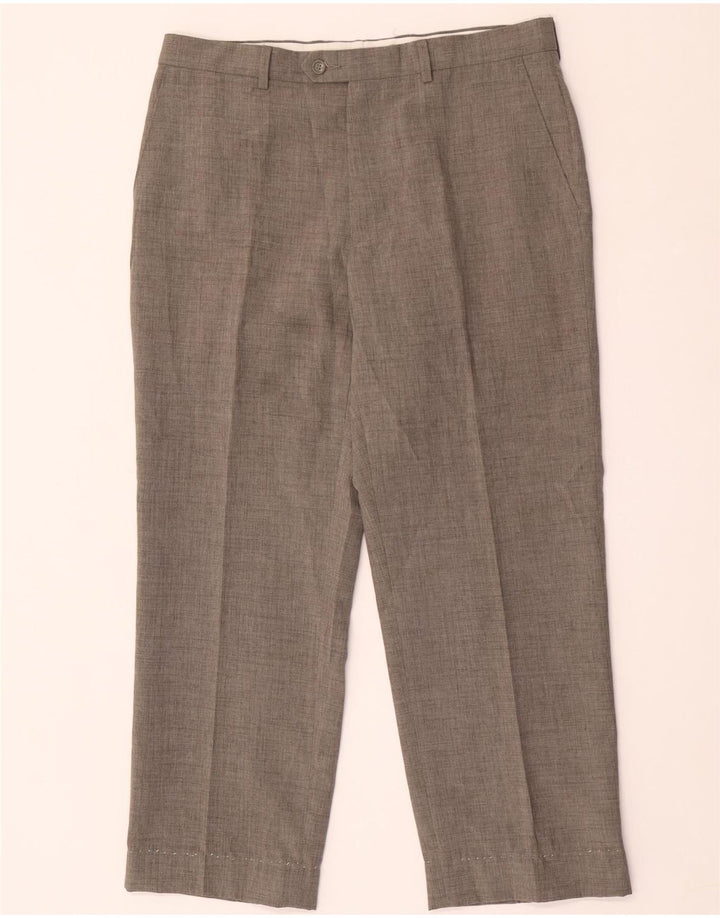 Gerade Herren-Anzughose von Marks & Spencer, W34, L27, grau, Polyester