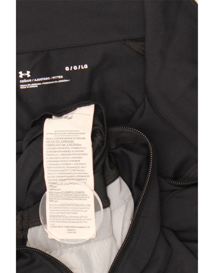 UNDER ARMOUR Damen Crop Trainingsanzug Top Jacke UK 14 Large Schwarz Nylon