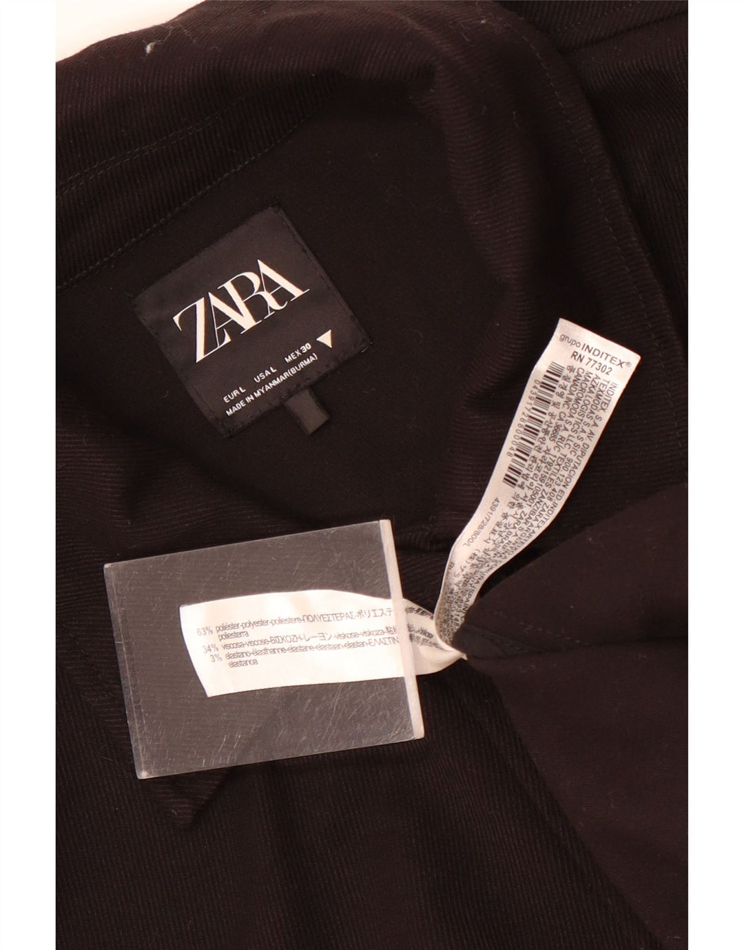 Zara Damen Übergroße Bomberjacke UK 16 Large Schwarz Polyester