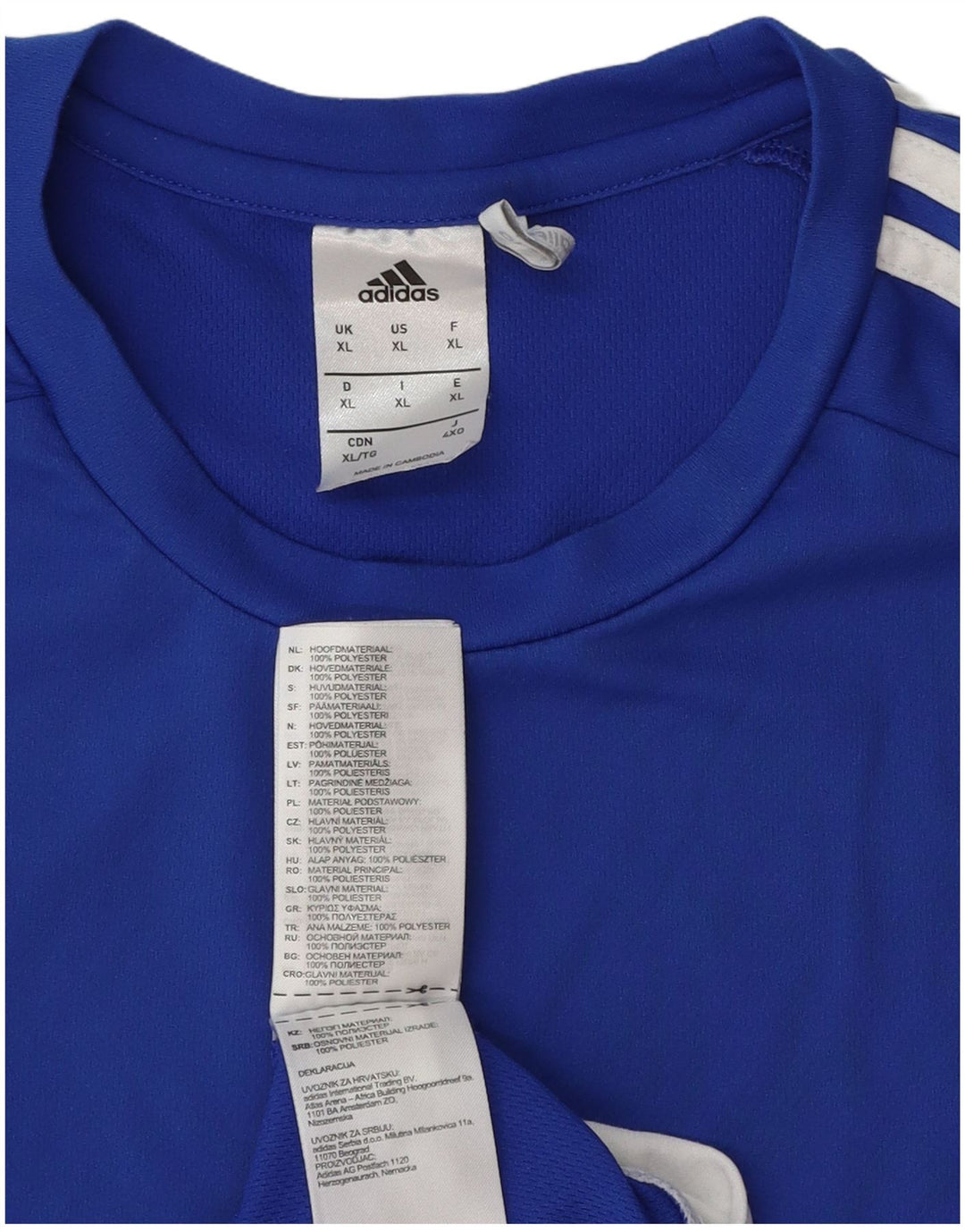 Adidas Herren Climalite T-Shirt Top XL Blau Colourblock Polyester