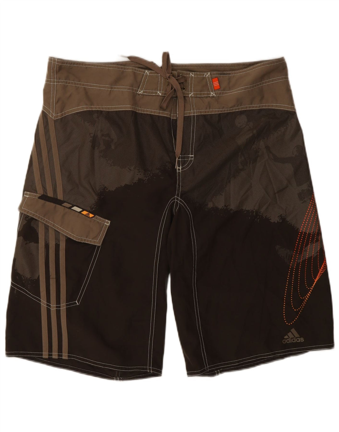 Adidas Herren-Badeshorts mit Grafik, groß, braunes Farbblock-Polyester