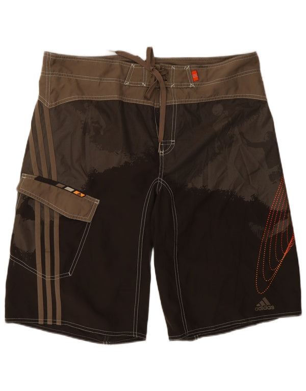 Adidas Herren-Badeshorts mit Grafik, groß, braunes Farbblock-Polyester