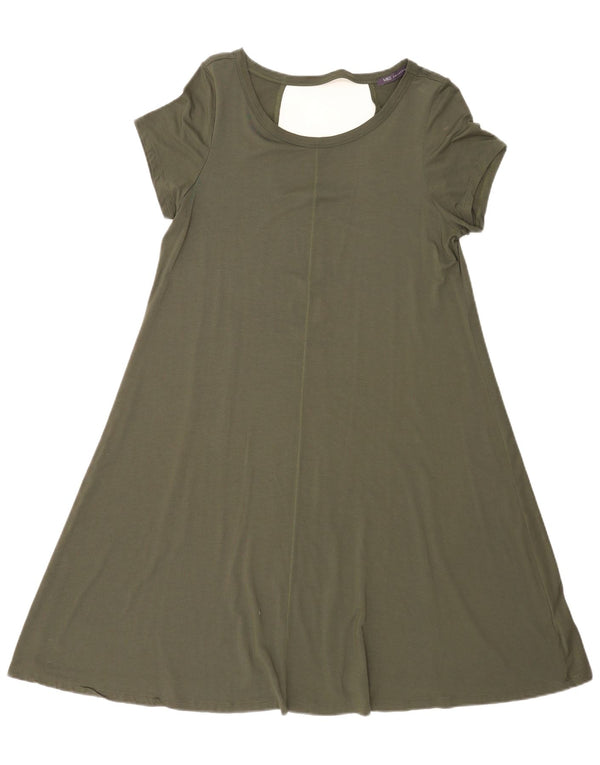 Marks & Spencer Damen A-Linien-Kleid UK 16 Large Khaki Viskose