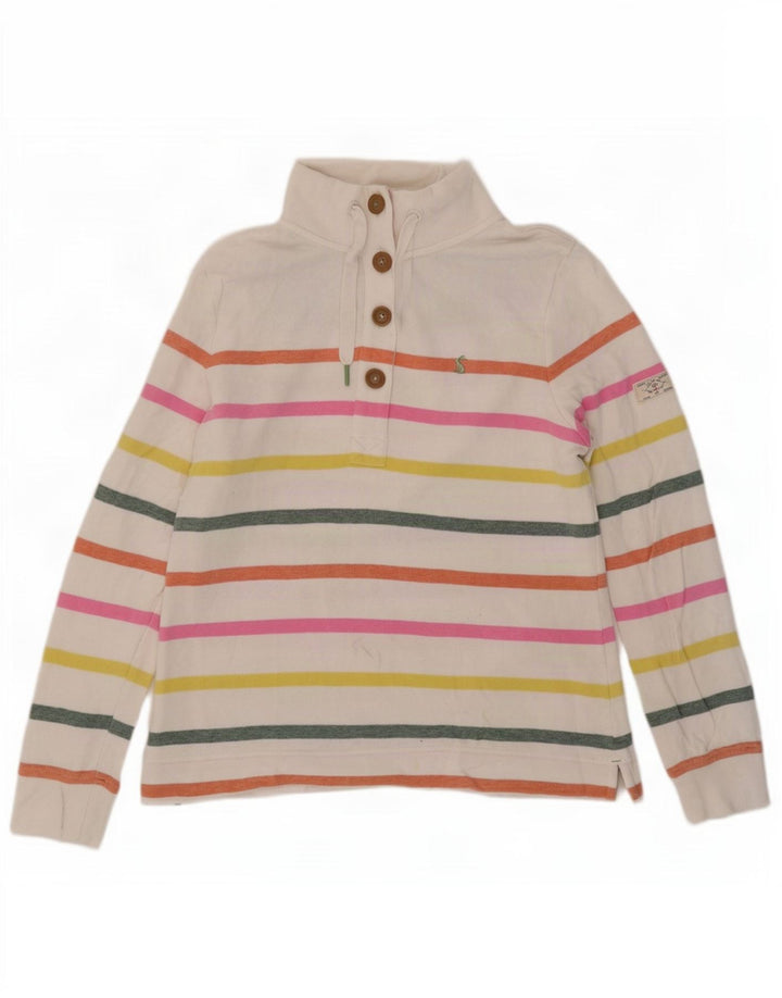 Joules Damen-Sweatshirt mit Knopfkragen, Gr. 10, Größe S, weiß gestreift