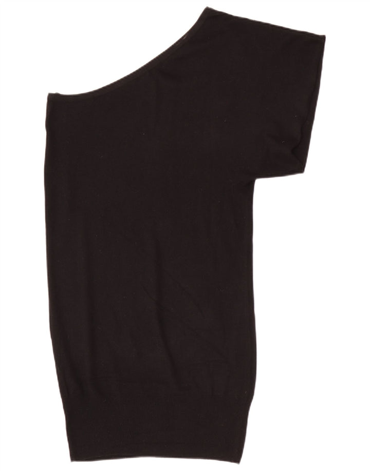 Massimo Dutti Damen One-Shoulder-Pulloverkleid UK 12 Mittelschwarze Seide