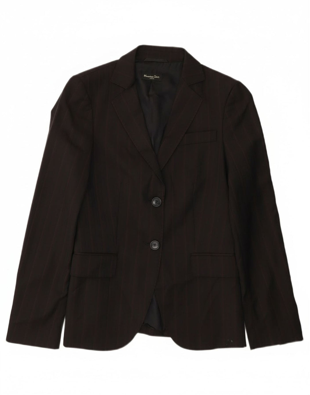Massimo Dutti Damen 2-Knopf-Blazerjacke EU 36 XS Schwarze Nadelstreifenwolle