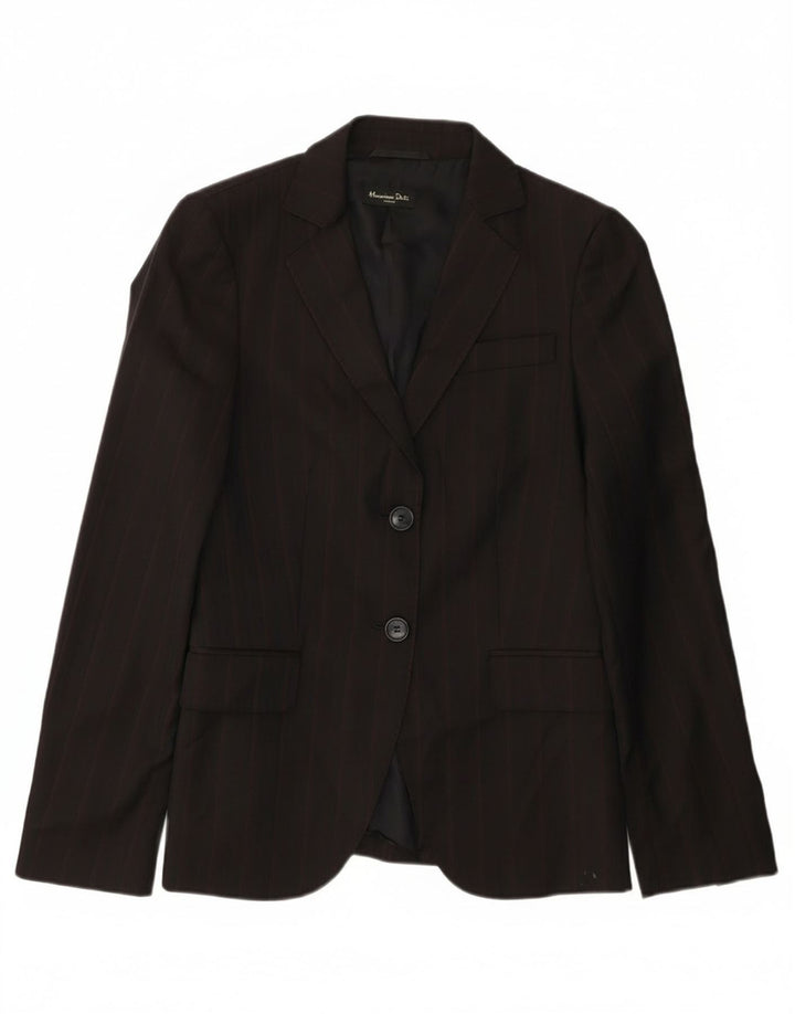 Massimo Dutti Damen 2-Knopf-Blazerjacke EU 36 XS Schwarze Nadelstreifenwolle