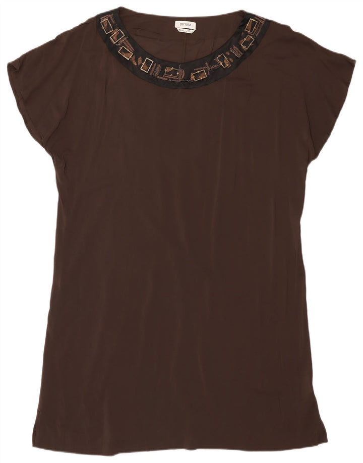 Persona Damen Bluse Top Größe 23 Mittelbraune Viskose
