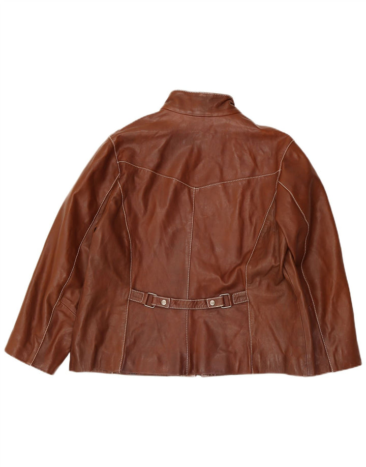 Persona Damen-Übergroße Lederjacke, Größe 19, kleines braunes Leder